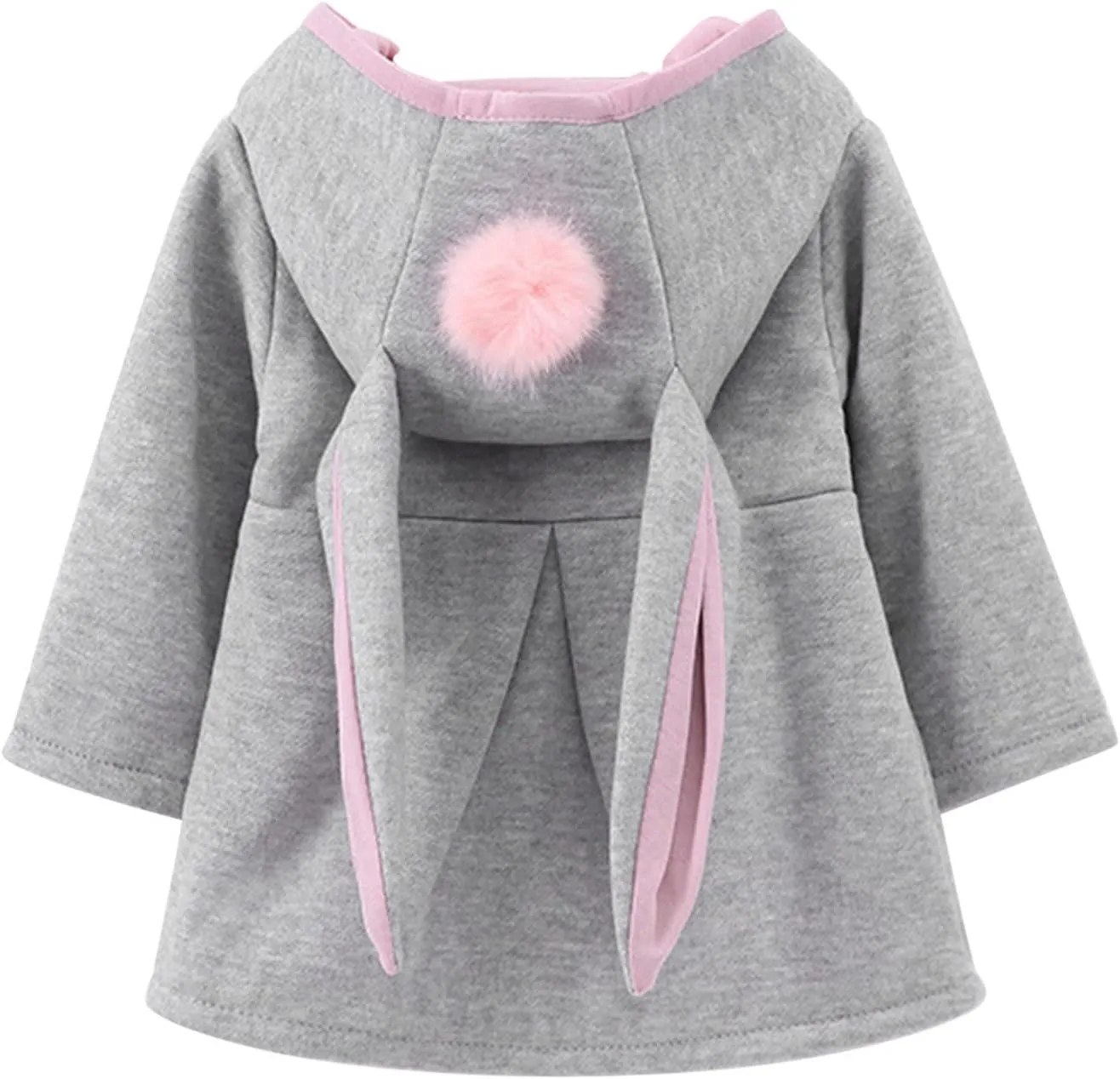 Infant Baby Girl Christmas Fall Winter Thick Coat Sweet Rabbit Button Trench Jackets Outerwear Ear Hoodie Sweatshirt