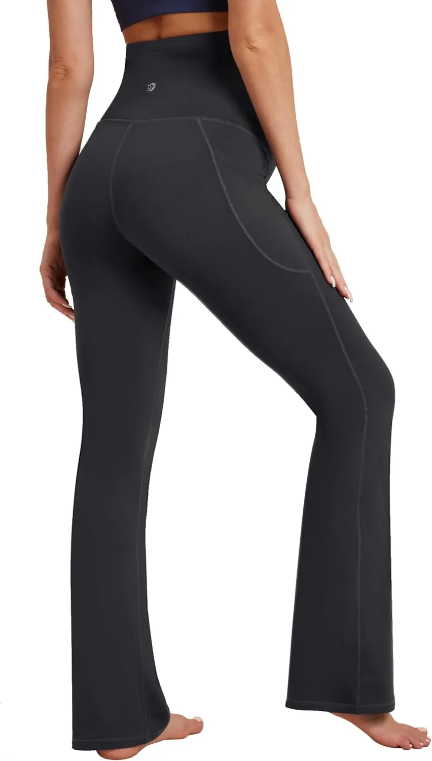 IUGA Fleece Lined Maternity Pants with Pockets Maternity Yoga Pants Flare Bootcut Pregnancy Pants Over The Belly Work Lounge