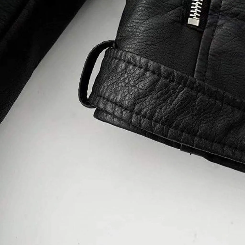 Jacket Women Motor Women Punk Tops Coat Zip Cropped Lapel Ladies Biker Women's Coat Cropped Leather Jacket Women