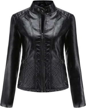 Jacket Women Motor Women Punk Tops Coat Zip Cropped Lapel Ladies Biker Women's Coat Cropped Leather Jacket Women
