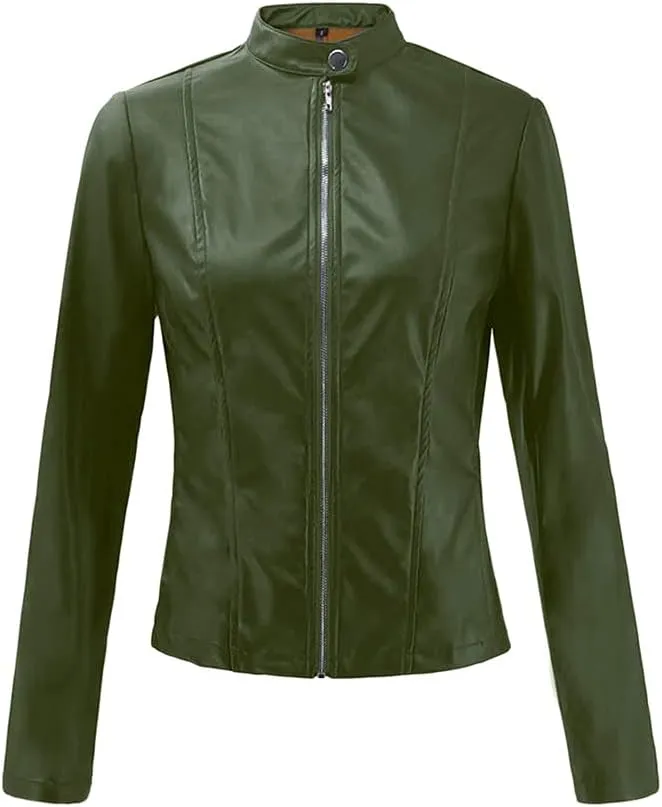 Jacket Women Motor Women Punk Tops Coat Zip Cropped Lapel Ladies Biker Women's Coat Cropped Leather Jacket Women