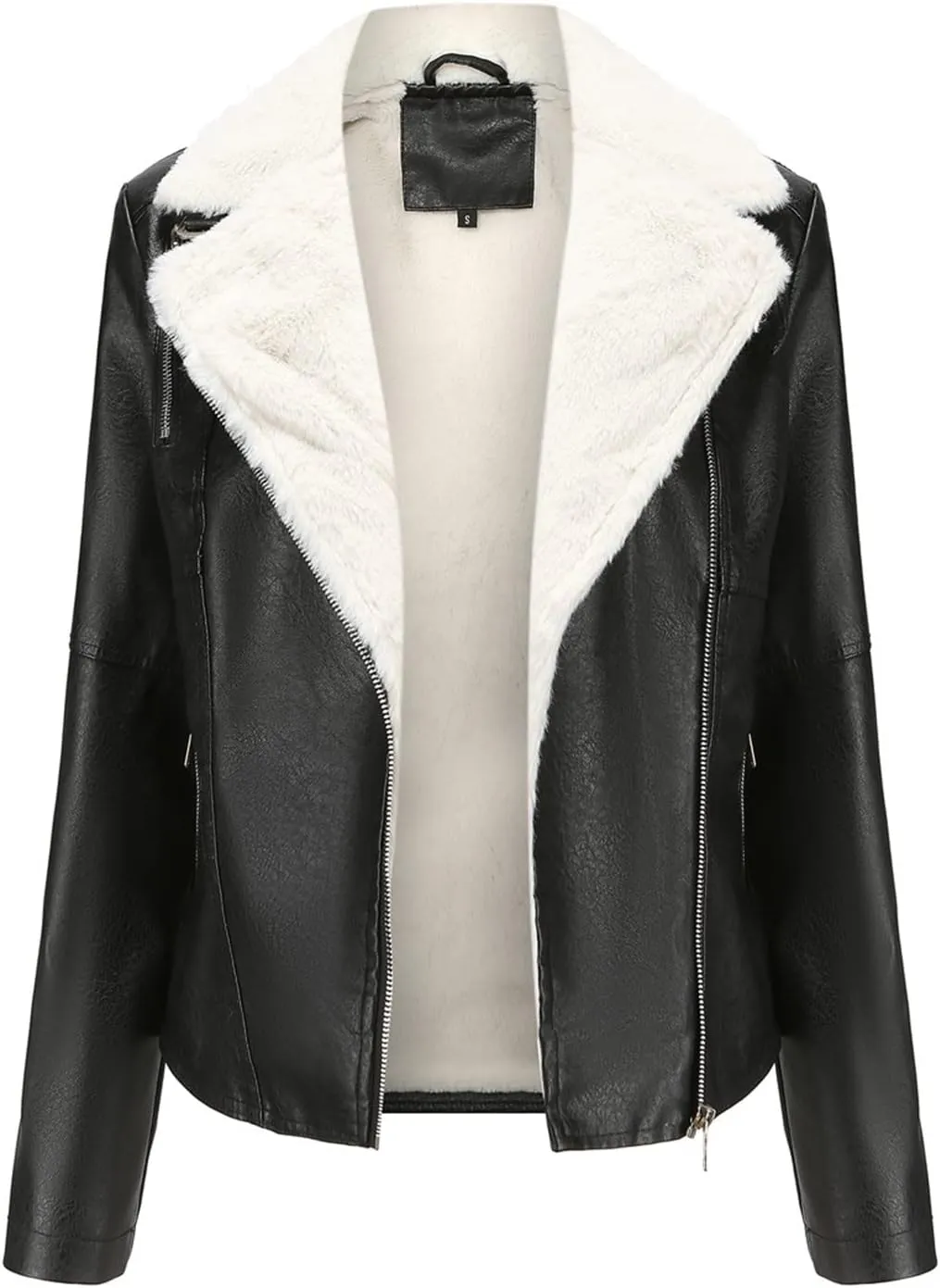 Jacket Women Motor Women Punk Tops Coat Zip Cropped Lapel Ladies Biker Women's Coat Cropped Leather Jacket Women