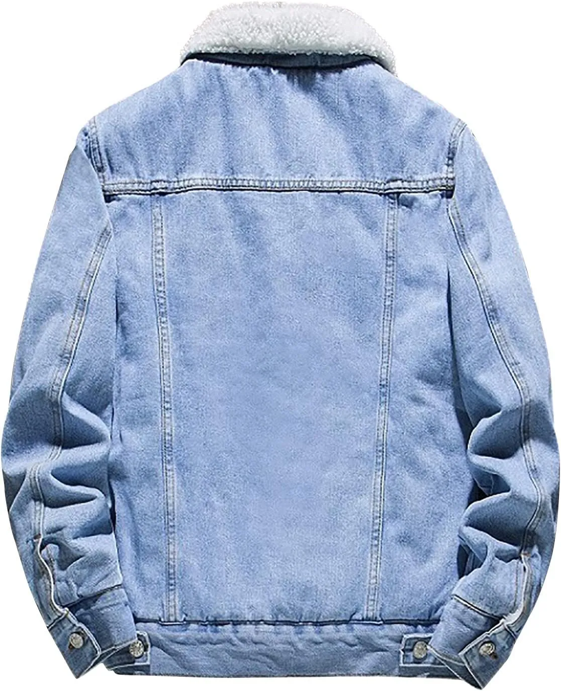 Jean Jacket Mens Sherpa Fleece Lined Denim Jacket Winter Warm Trucker Jacket Cowboy Coat Motorcycle Jean Jackets