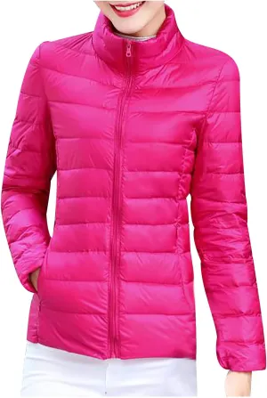 JEGULV Puffer Jacket Womens 2025 Winter Warm Lightweight Down Coats Lightweight Slim Fit Zip Up Jacket Short Duck Down Coats