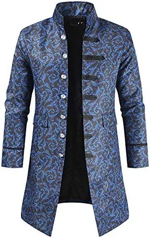 JYHBHMZG Men Coat Jacquard Trench Coat Men Vintage Medieval Gothic Mens Long Coat Halloween Prince Trench Coats Men