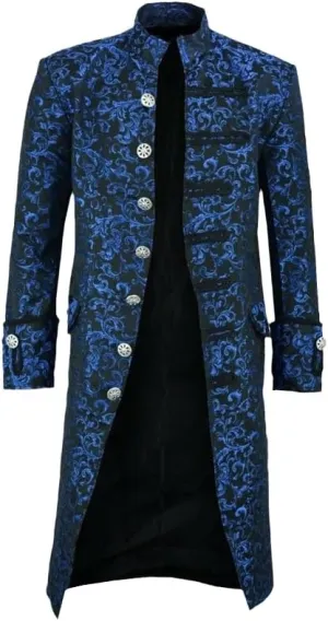 JYHBHMZG Men Coat Jacquard Trench Coat Men Vintage Medieval Gothic Mens Long Coat Halloween Prince Trench Coats Men