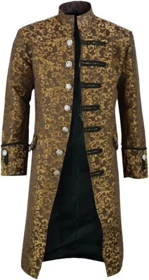 JYHBHMZG Men Coat Jacquard Trench Coat Men Vintage Medieval Gothic Mens Long Coat Halloween Prince Trench Coats Men