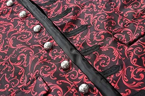 JYHBHMZG Men Coat Jacquard Trench Coat Men Vintage Medieval Gothic Mens Long Coat Halloween Prince Trench Coats Men