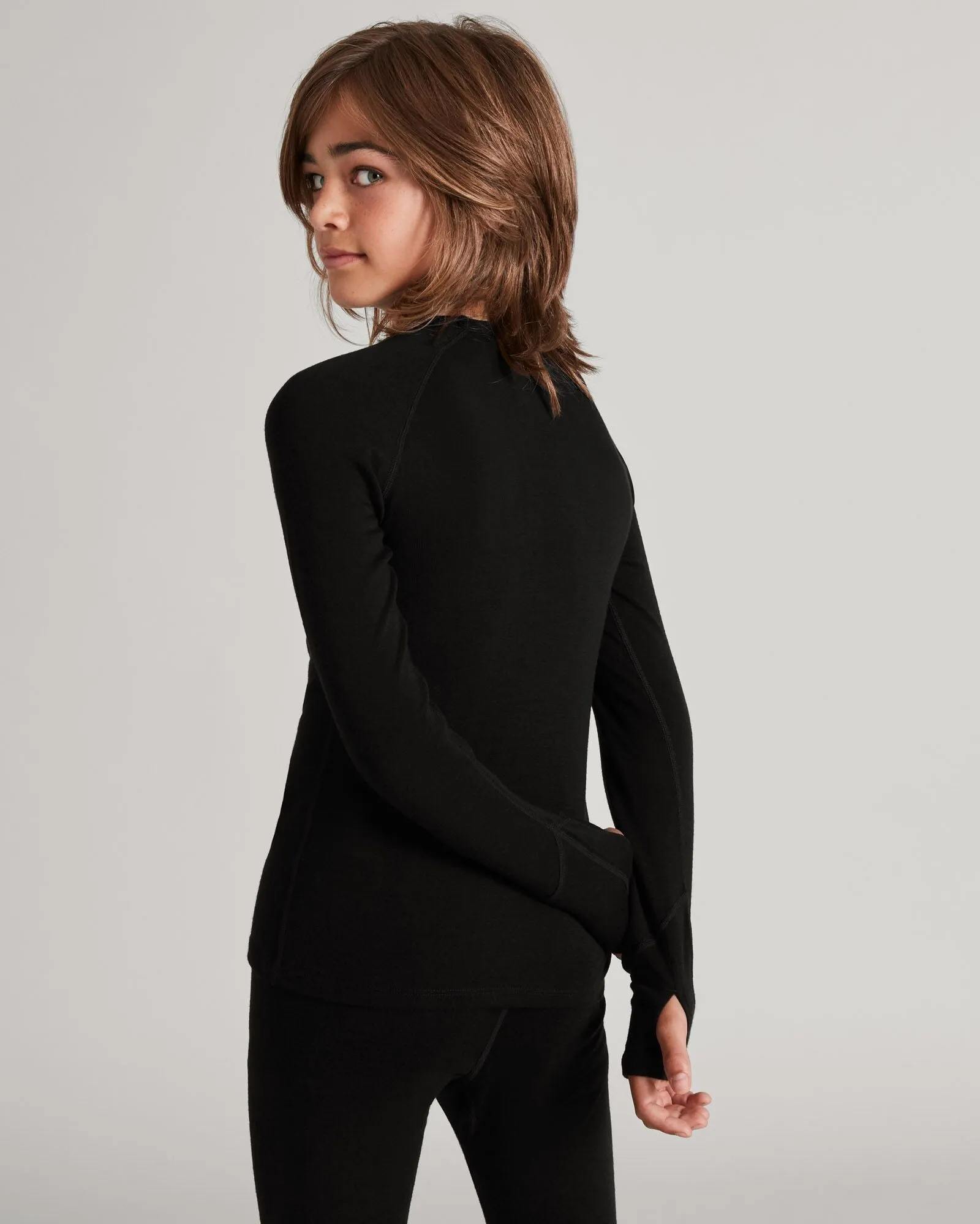Kids' KMDMerino Baselayer Long Sleeve Top - Black