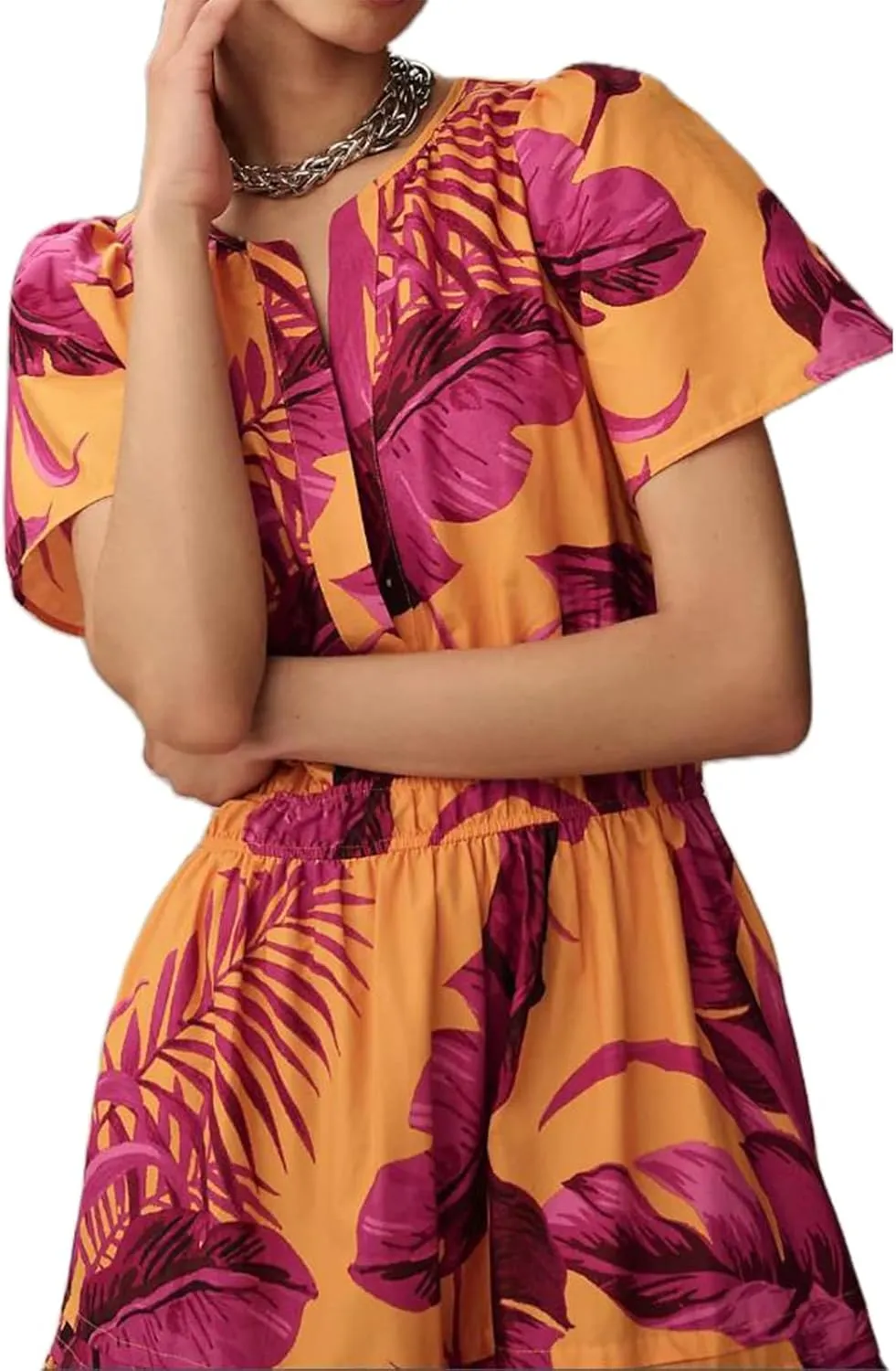 KMBANGI Women Flutter Sleeve Maxi Dress Boho Smocked Sundress Floral Printed Short Sleeve Tiered Ruffle Long Beach Dress