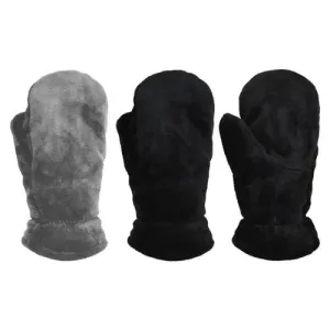 Ladies Plush Furry Fleece Reversible Mittens - 73132