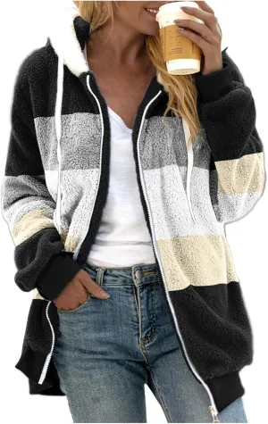 LCMTWX Fuzzy Shaggy Teddy Coats Jacket Cute Hooded Pullover Sweatershirt Solid Artificial Wool Coats Outwear Winter Coat
