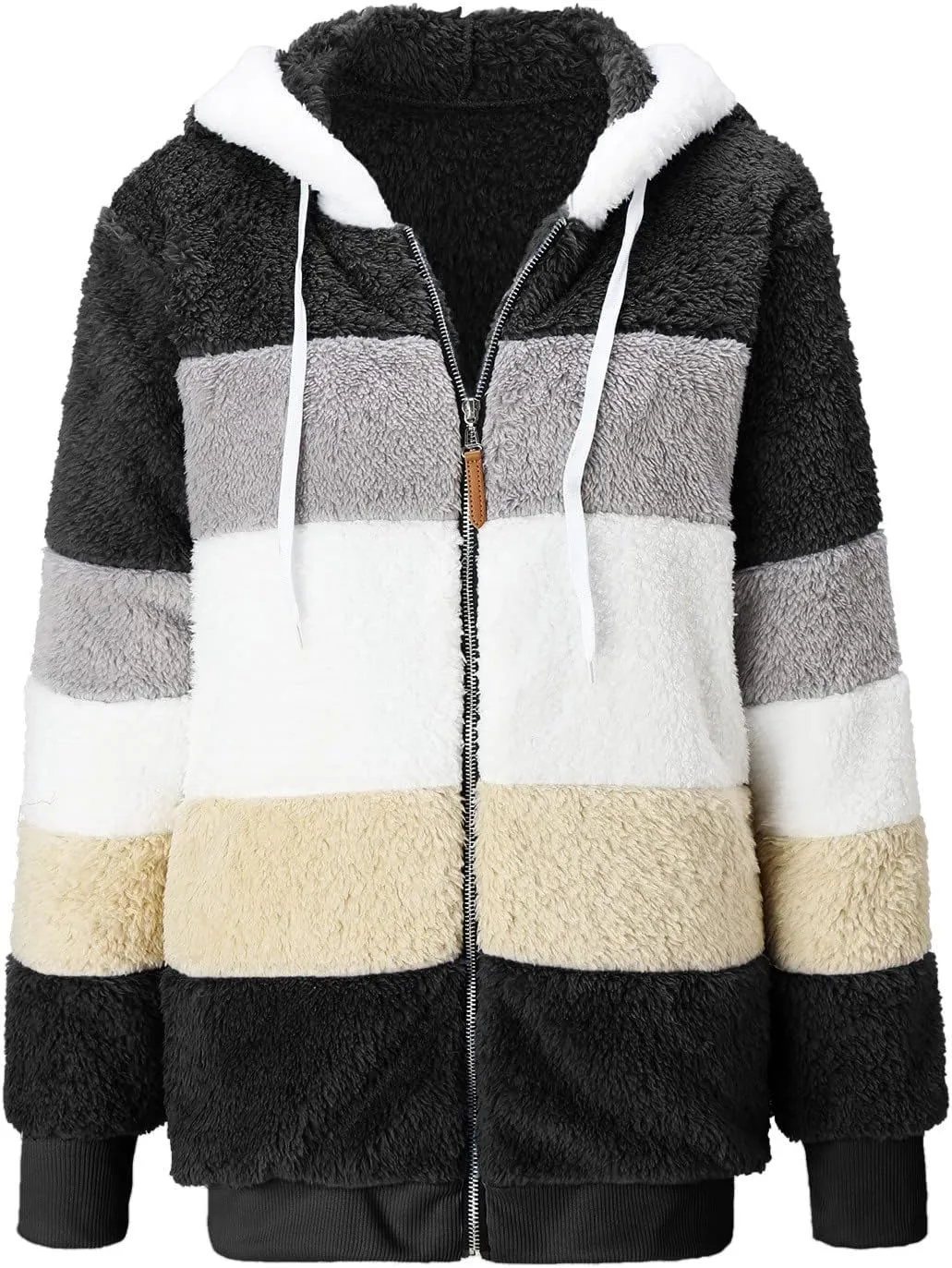 LCMTWX Fuzzy Shaggy Teddy Coats Jacket Cute Hooded Pullover Sweatershirt Solid Artificial Wool Coats Outwear Winter Coat
