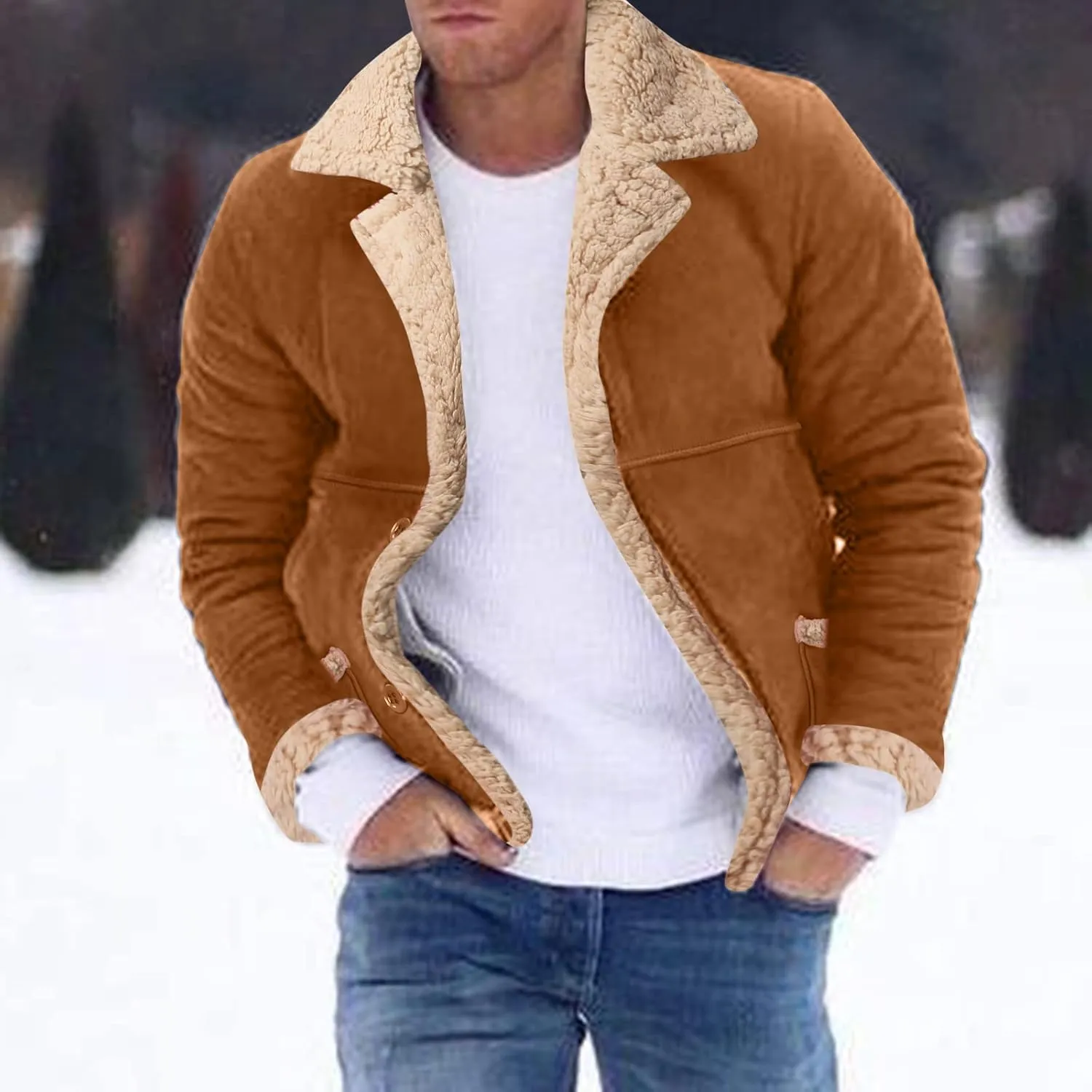 LCMTWX Men's Thicken Warm Winter Coat Stand Collar Knitted Splice Sweater Coat Casual Cardigan Stylish Outwear Winter