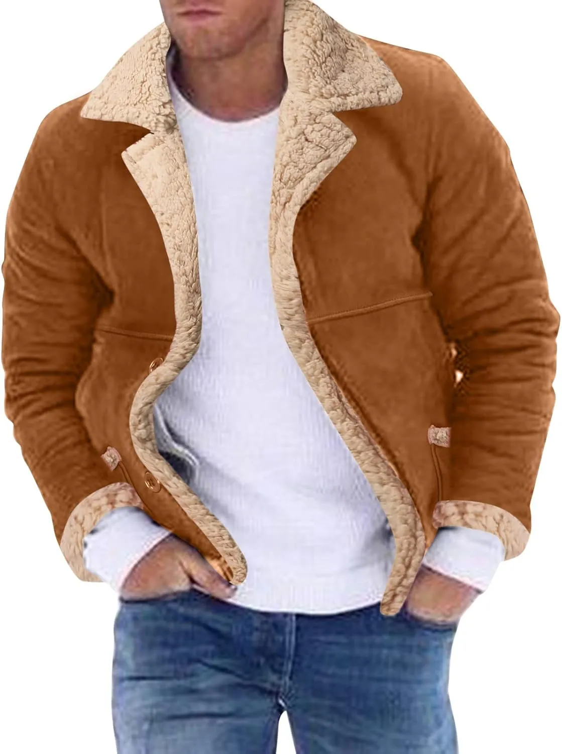 LCMTWX Men's Thicken Warm Winter Coat Stand Collar Knitted Splice Sweater Coat Casual Cardigan Stylish Outwear Winter