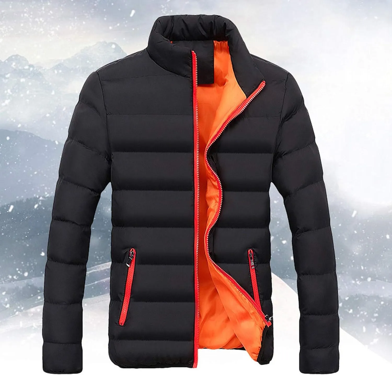 LCMTWX Men's Winter Thickened Warm Coats Leisure Plus Size Hat Zip Pocket Cotton-Padded Warm Soft Hooded Jacket Coats