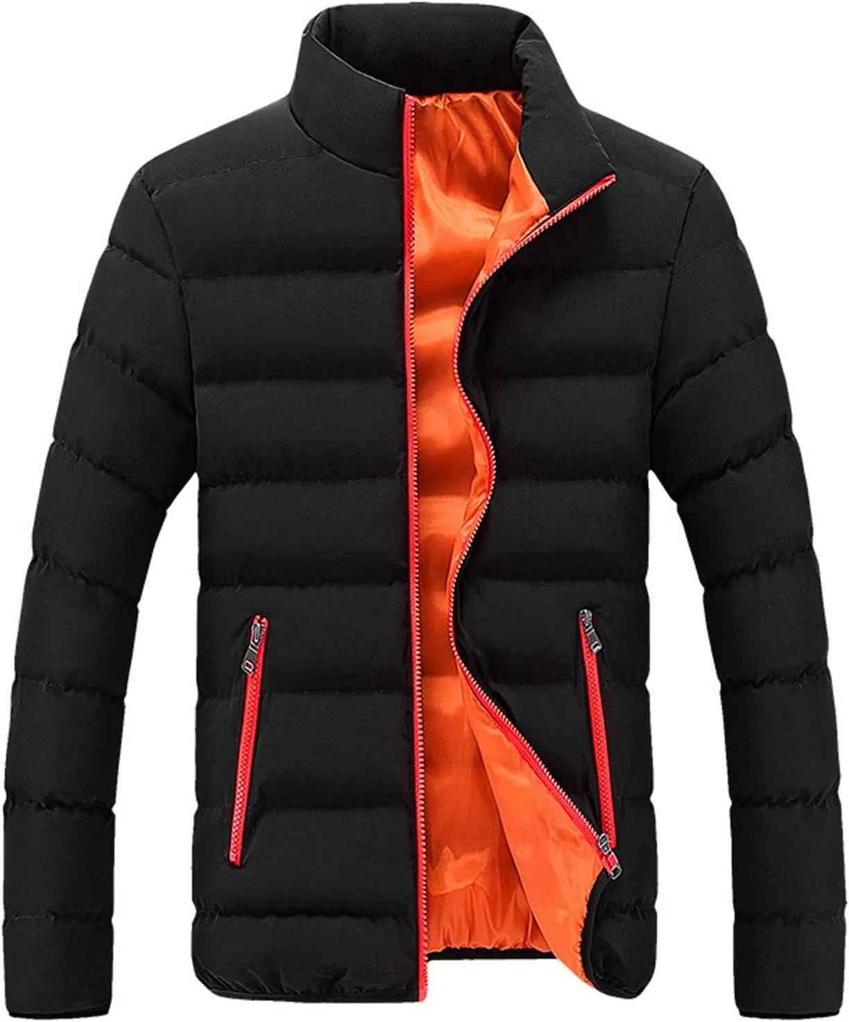 LCMTWX Men's Winter Thickened Warm Coats Leisure Plus Size Hat Zip Pocket Cotton-Padded Warm Soft Hooded Jacket Coats