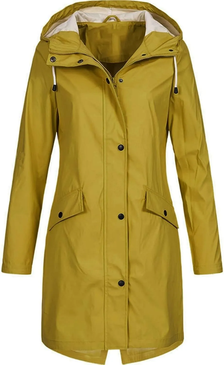 LCMTWX Womens Fleece Lined Raincoat Overcoat Casual Winter Slim Women's Coat Hooded Trench Coats Rain Jacket Womens With