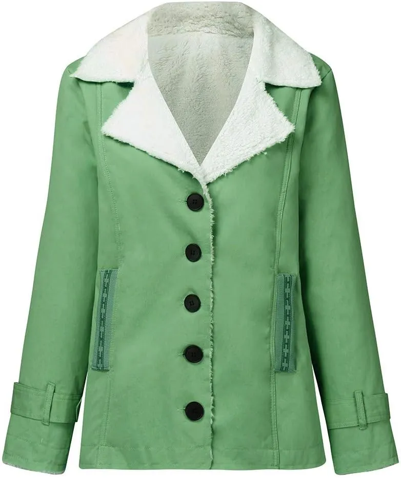 LCMTWX Women's Winter Coats Winter Printed Lapel Single Breasted Long Sleeve Plus Size Outwear Coat Jacket Peacoat Womens