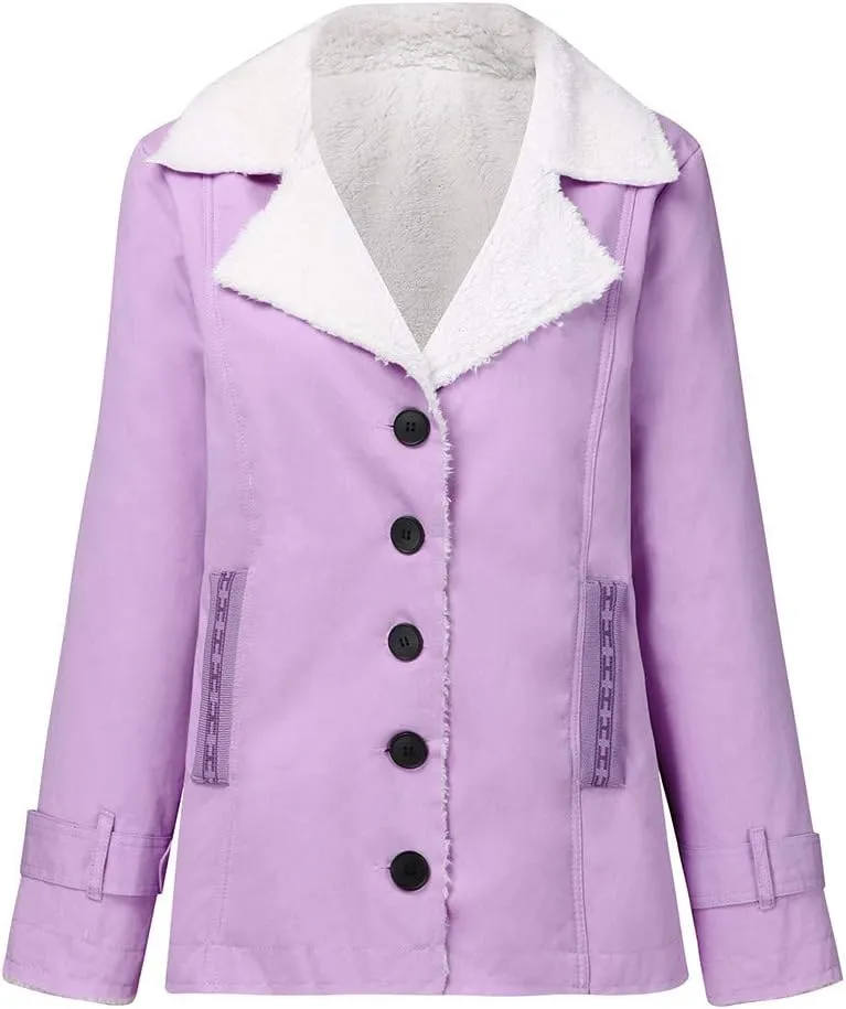 LCMTWX Women's Winter Coats Winter Printed Lapel Single Breasted Long Sleeve Plus Size Outwear Coat Jacket Peacoat Womens