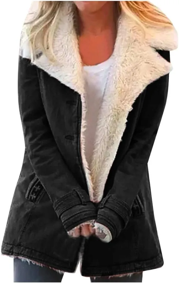 LCMTWX Women's Winter Coats Winter Printed Lapel Single Breasted Long Sleeve Plus Size Outwear Coat Jacket Peacoat Womens