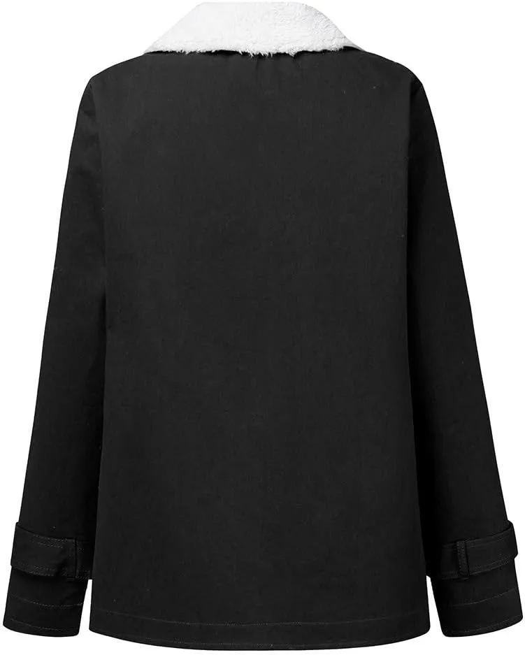 LCMTWX Women's Winter Coats Winter Printed Lapel Single Breasted Long Sleeve Plus Size Outwear Coat Jacket Peacoat Womens