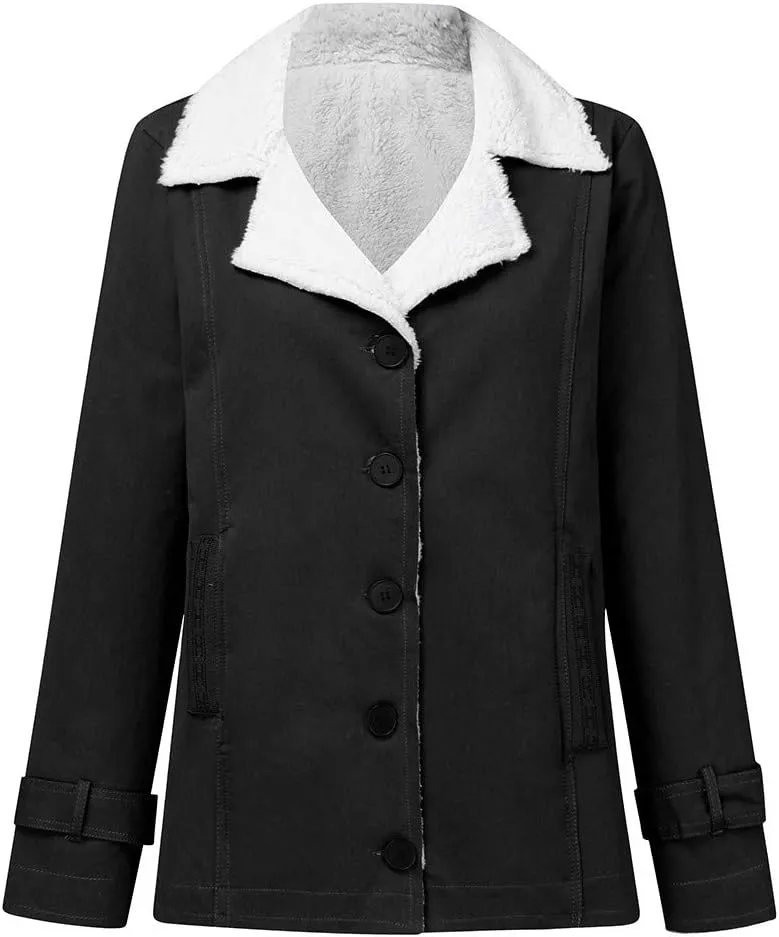 LCMTWX Women's Winter Coats Winter Printed Lapel Single Breasted Long Sleeve Plus Size Outwear Coat Jacket Peacoat Womens