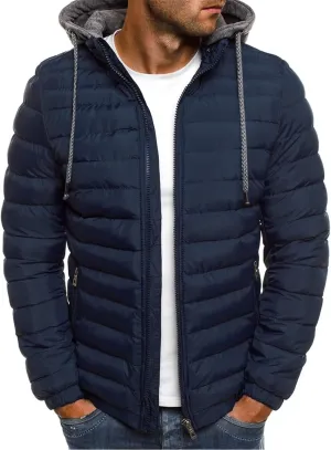 lcziwo Men's Winter Jacket Big and Tall Lightweight Zip up Puffer Quilted Jackets Casual Loose Padded Warm Hooded Coats