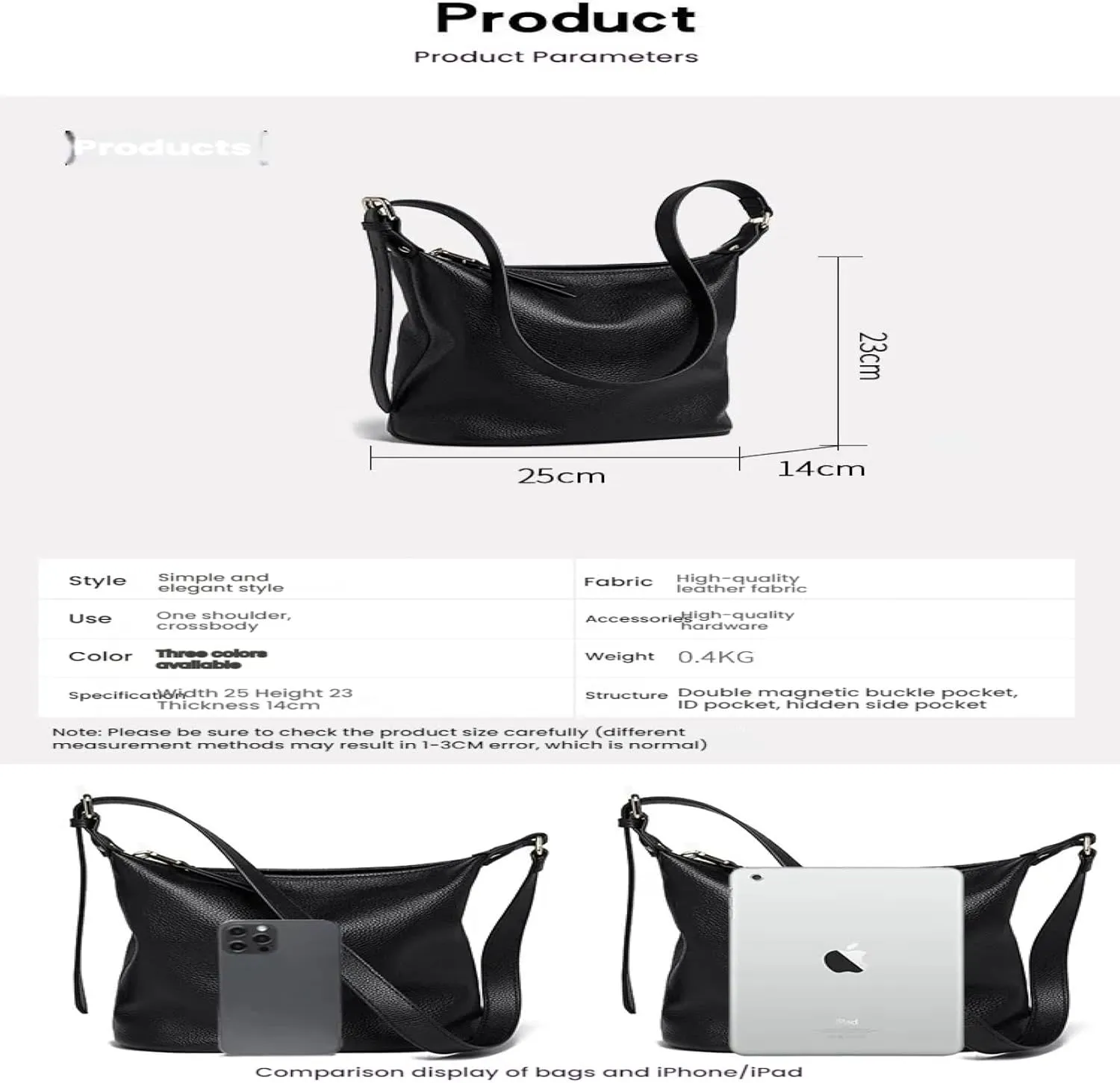 Leather Bucket Large Capacity Commuter Tote Simple Soft Leather Shoulder Crossbody Bag