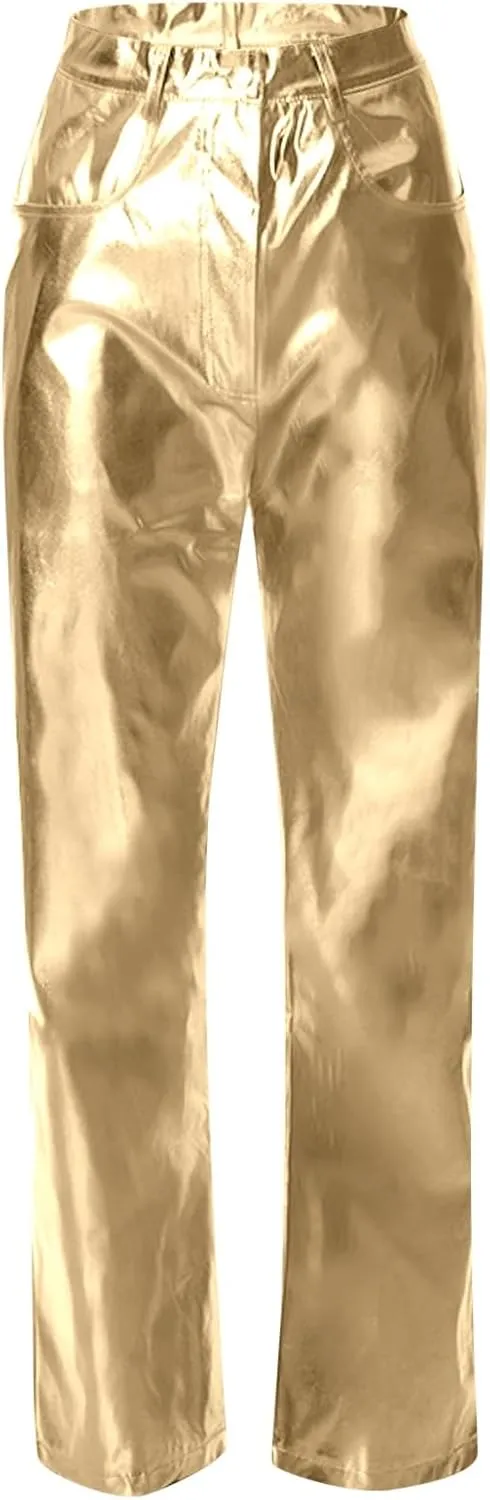 Leather Pants Women Oversized Wide Leg High Rise Stacked Faux Leather Pants Styling Skinny Petite Leather Joggers