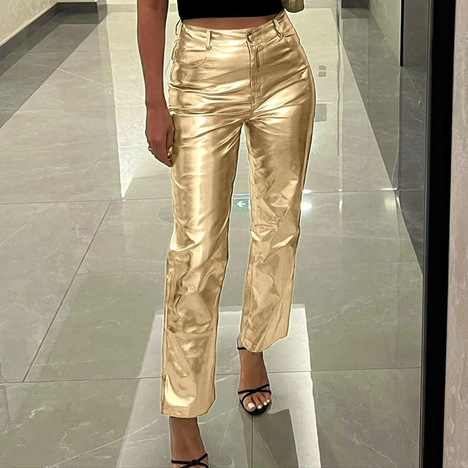 Leather Pants Women Oversized Wide Leg High Rise Stacked Faux Leather Pants Styling Skinny Petite Leather Joggers