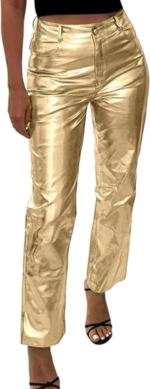 Leather Pants Women Oversized Wide Leg High Rise Stacked Faux Leather Pants Styling Skinny Petite Leather Joggers
