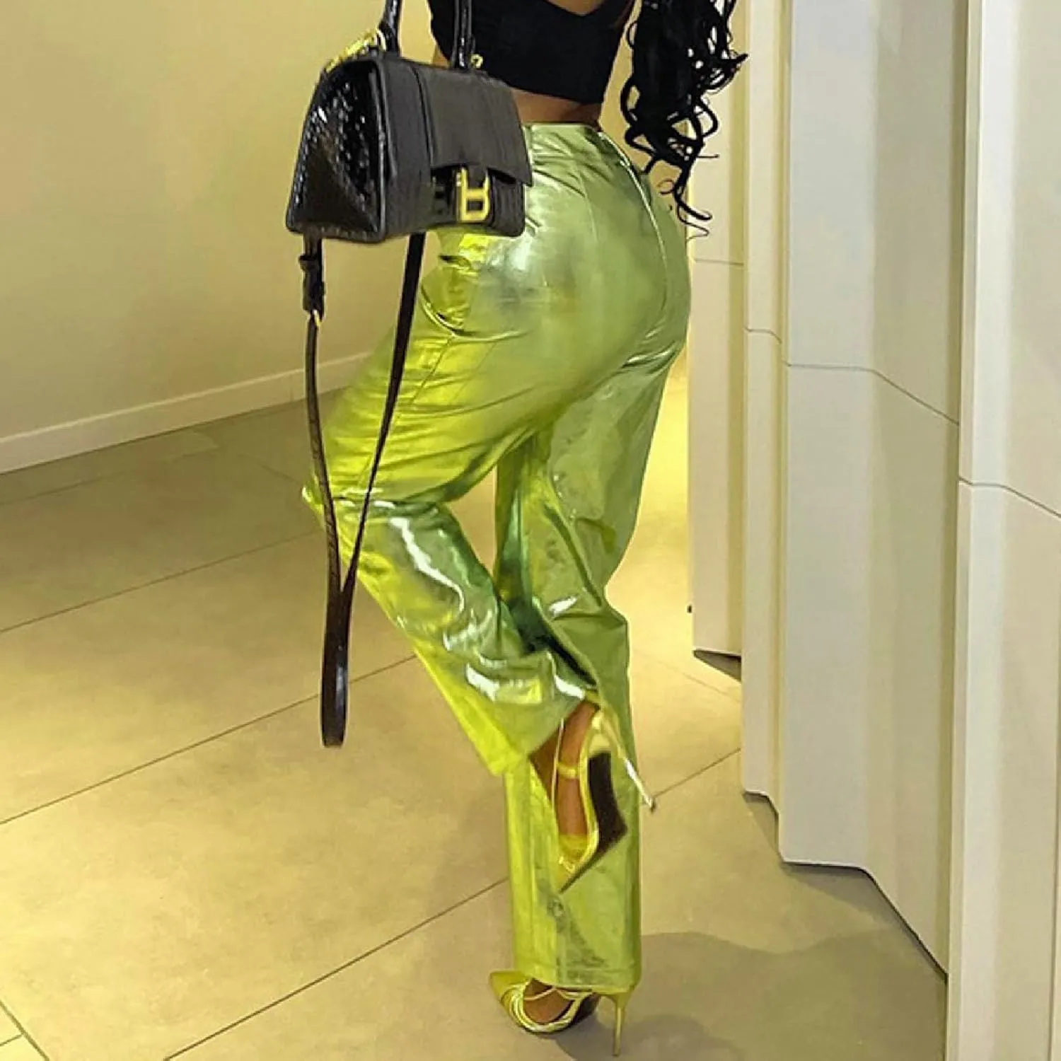 Leather Pants Women Wide Leg Oversized High Rise Stacked Faux Leather Pants Styling Skinny Petite Leather Joggers