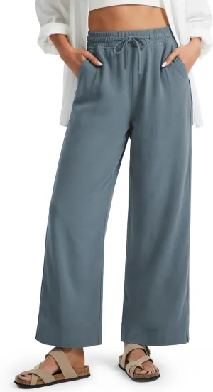 Libin Linen Pants Women Wide Leg Casual Beach Pants Cotton Linen Summer Lounge Pants Travel Work Trousers with Pockets