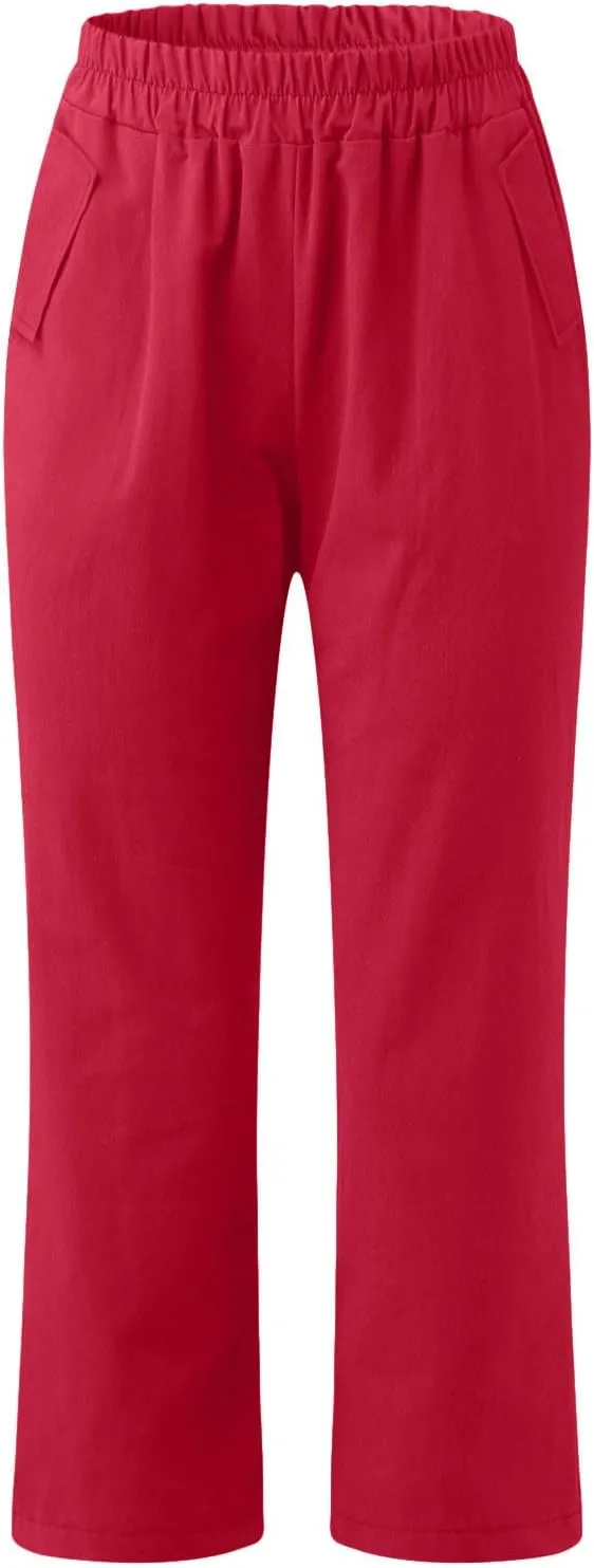 Linen Capri Pants for Women Cotton Casual Summer Capris Stretch High Waisted Straight Wide Leg Cropped Trousers 2025