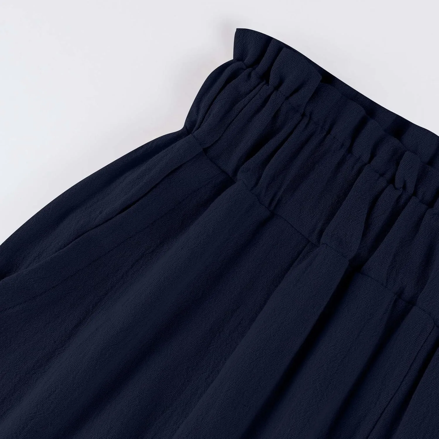 Linen Pants for Women Summer High Waisted Wide Leg Pants Baggy Casual Beach Pants Flowy Palazzo Pants with Pockets