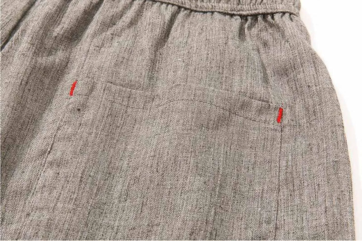 Linen Pants Men Beach Casual Drawstring Elastic Waist Beach Yoga Pants Summer Lightweight Trousers with Pockets
