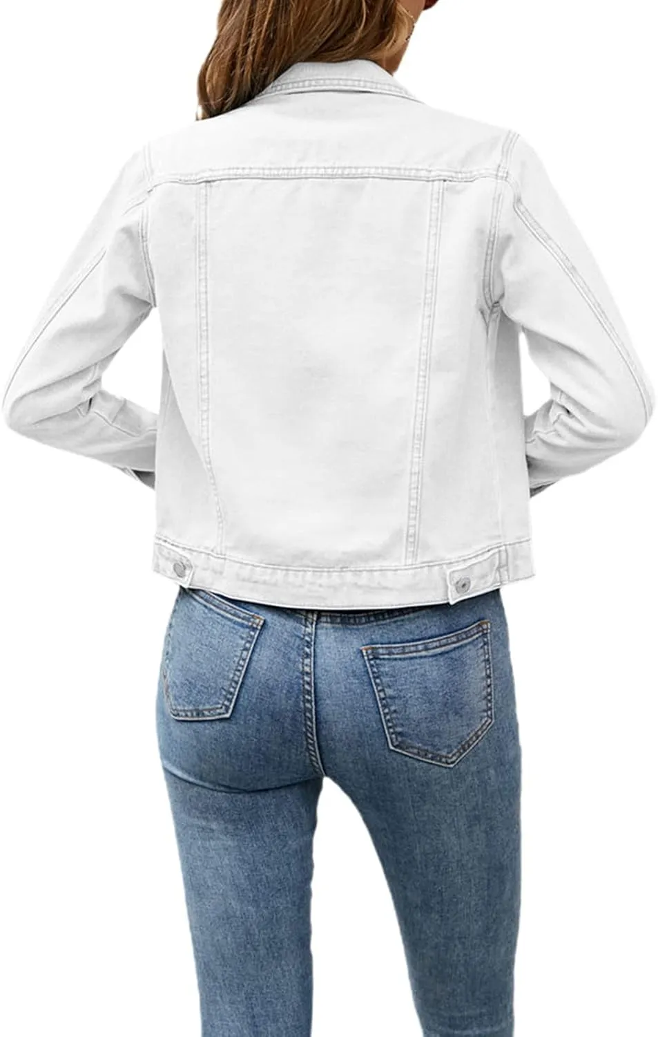 lisenraIn Jean Jackets for Women Fashion Basic Long Sleeve Button Down Denim Jacket Lightweight Cropped Jean Jacket