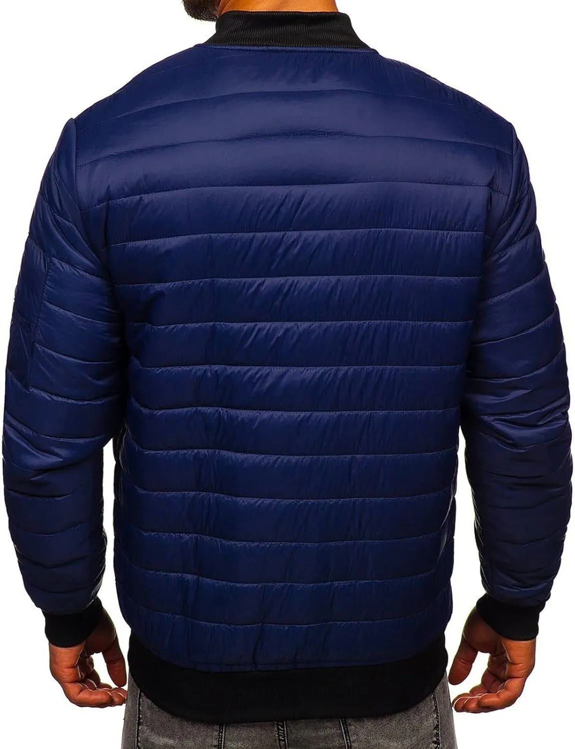 lisenraIn Men Cotton Padded Jacket Lighteight Zip Up Puffer Coat Winter Warm Windproof Outwear with Pockets