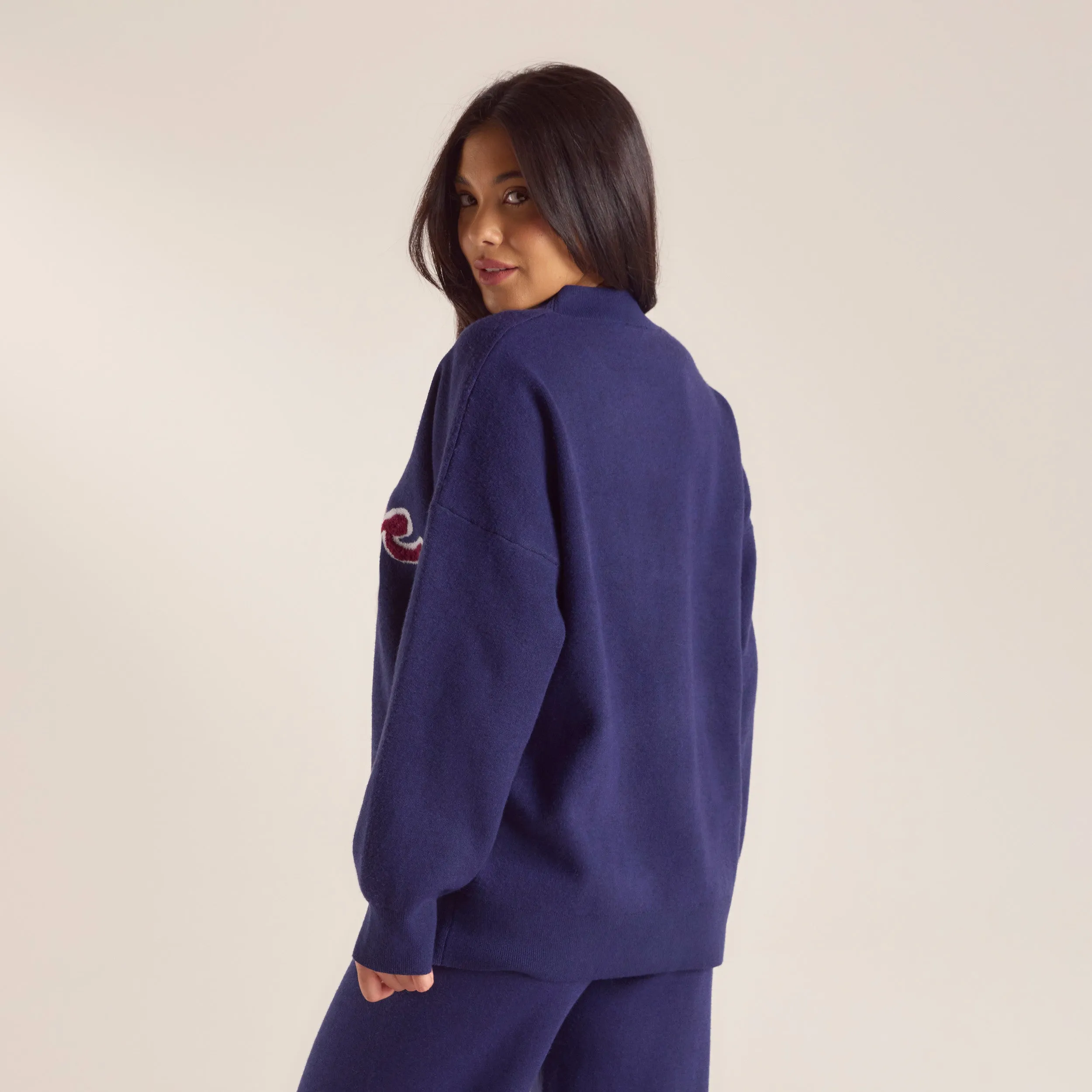 Logo Knitted Crew Neck Jumper - Navy