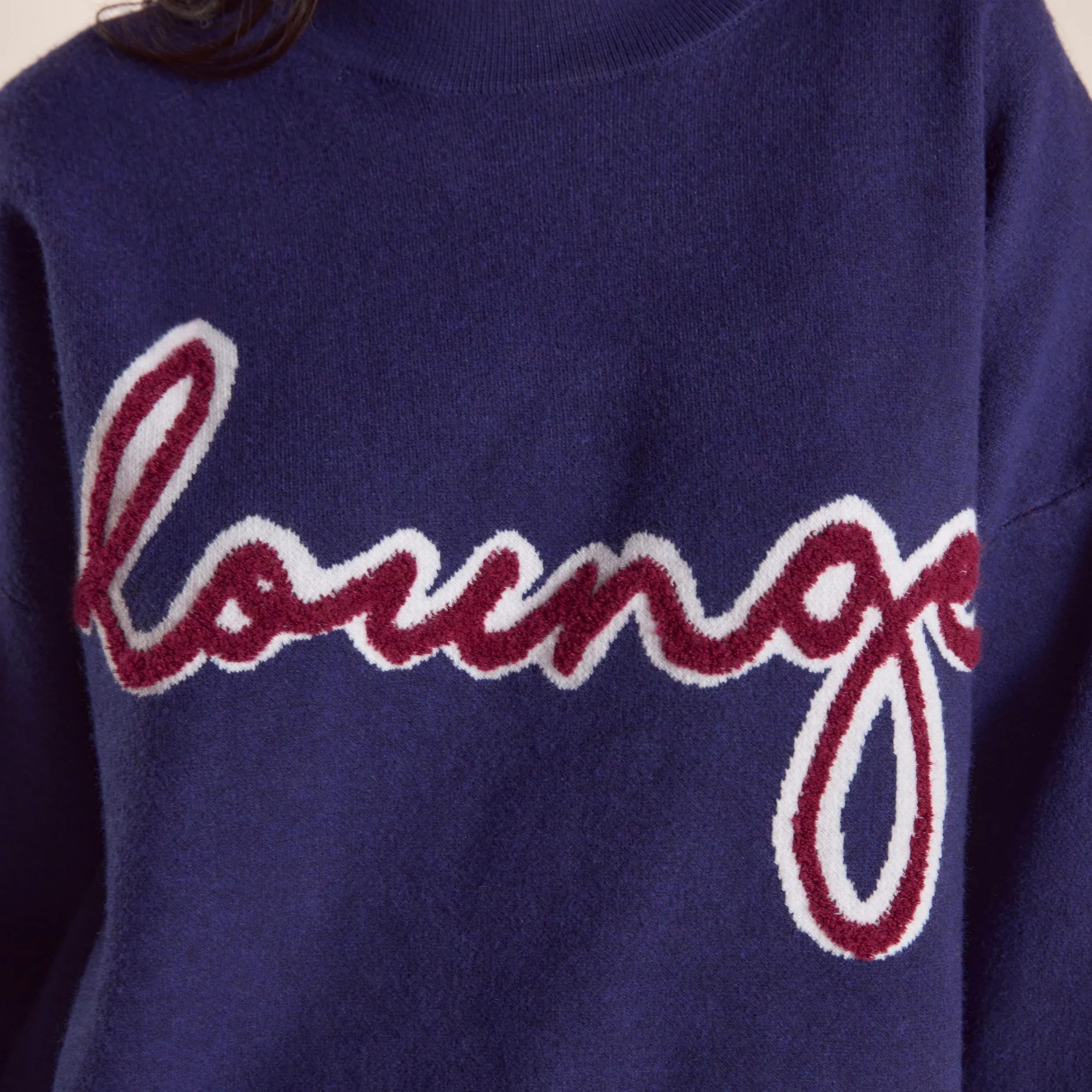Logo Knitted Crew Neck Jumper - Navy