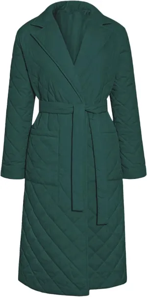 Long Puffer Coat Women Lightweight Quilted Down Jacket Overcoat Warm Winter Coats Trendy Casual Outerwear with Belt