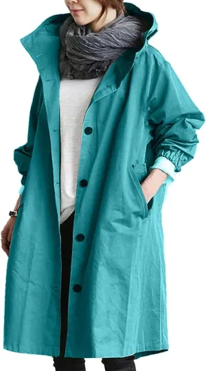 Long Winter Wool Coat for Women Solid Pocket Cardigan Button Top Sweater Knit Hooded Coat Winter Casual Notch Lapel