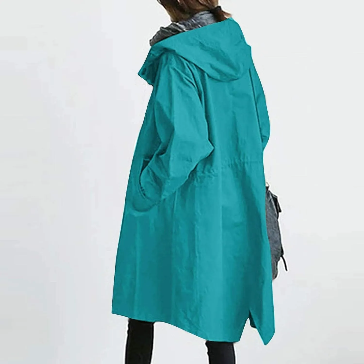 Long Winter Wool Coat for Women Solid Pocket Cardigan Button Top Sweater Knit Hooded Coat Winter Casual Notch Lapel