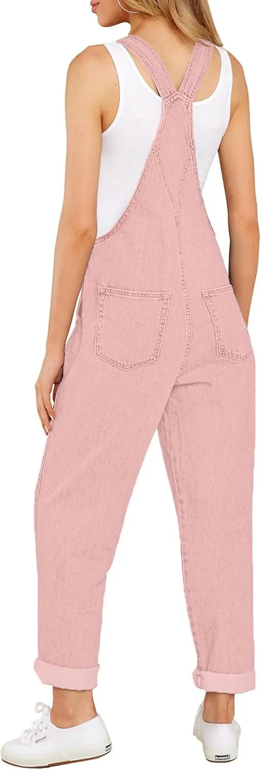 LookbookStore Women's Casual Stretch Denim Bib Overalls Pants Pocketed Jeans Jumpsuits