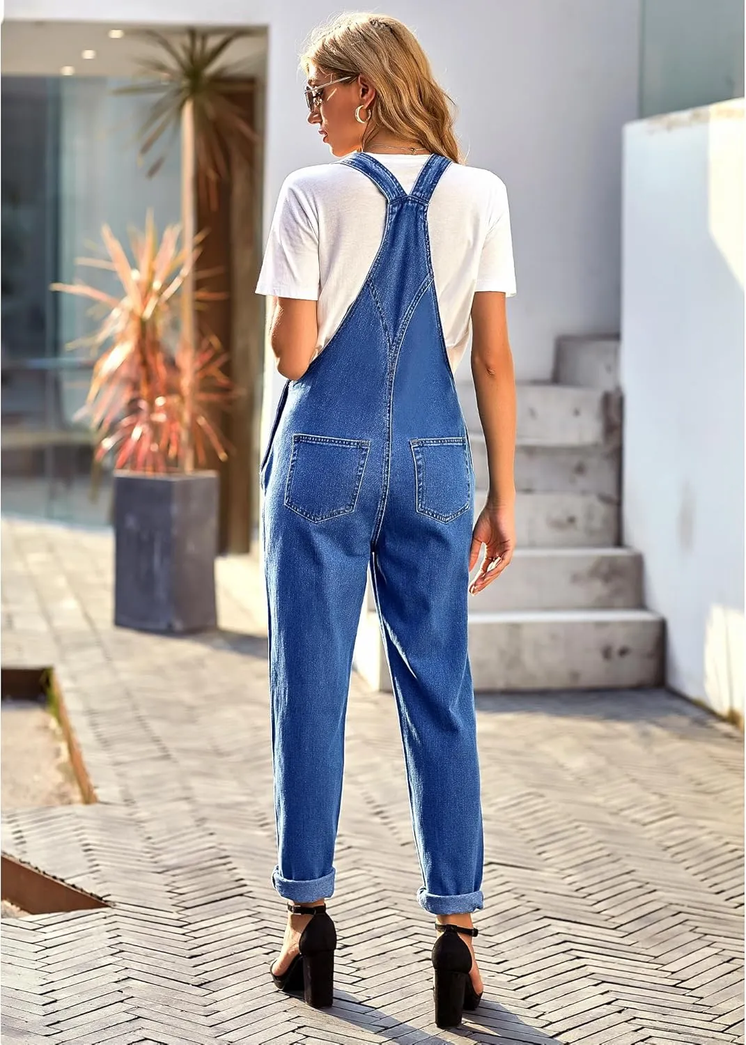 LookbookStore Women's Casual Stretch Denim Bib Overalls Pants Pocketed Jeans Jumpsuits