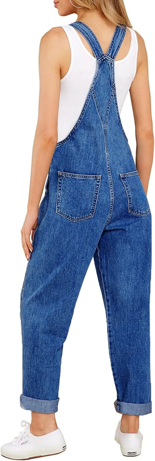 LookbookStore Women's Casual Stretch Denim Bib Overalls Pants Pocketed Jeans Jumpsuits