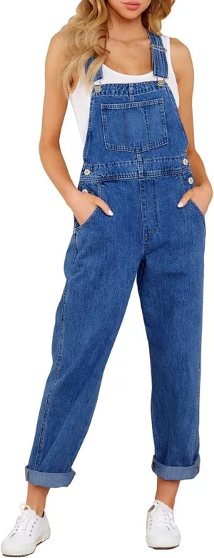 LookbookStore Women's Casual Stretch Denim Bib Overalls Pants Pocketed Jeans Jumpsuits