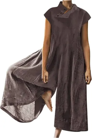 Loose Fit Pants for Women Fall Summer Linen Straight Leg Plain Long Leg Overalls Pants Rompers Women 2024 Fashion