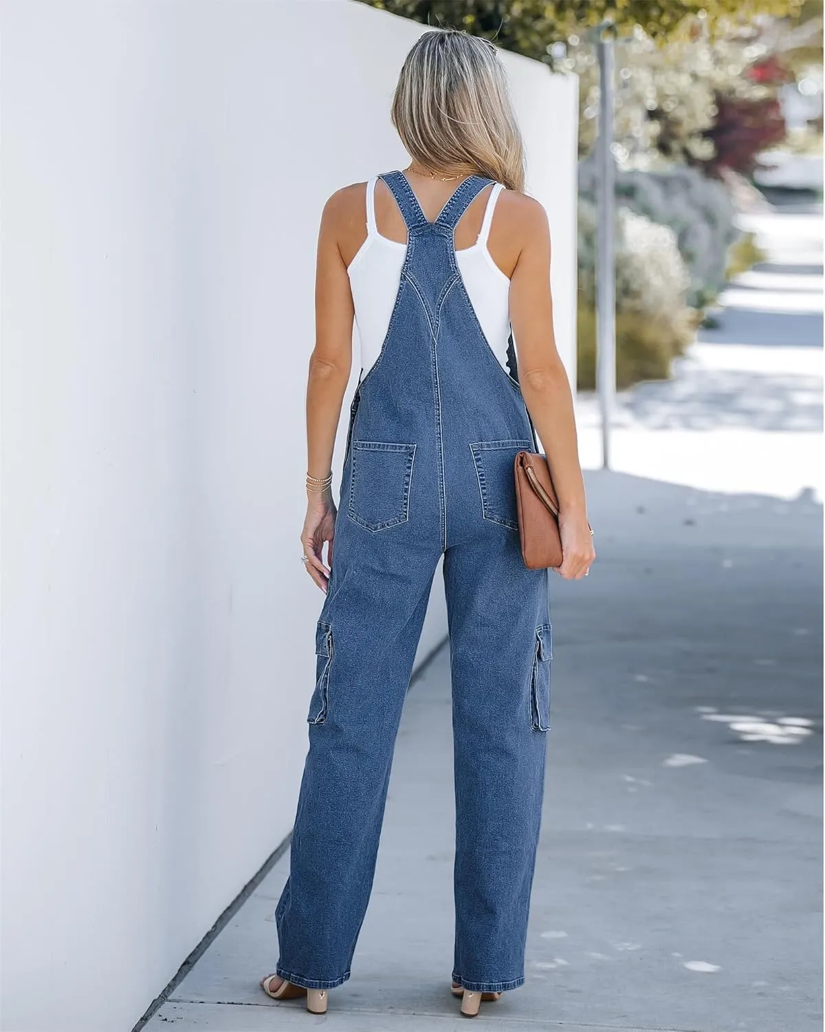 luvamia Cargo Jean Overalls for Women Wide Leg Bib Utility Stretchy Denim Jumpsuit Overall Loose 90s Trendy